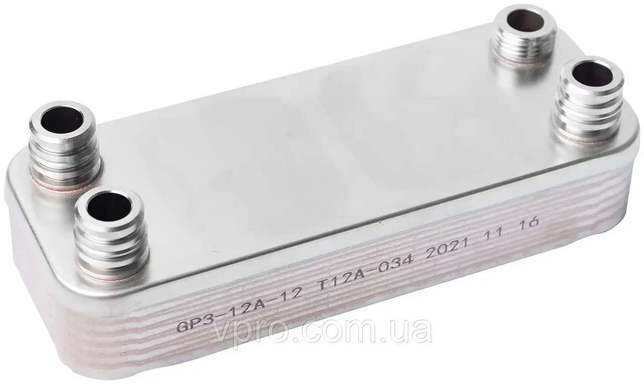 Вторинний пластинчастий теплообмінник ГВП Vaillant Atmo/Turbo Max Pro/Plus. 24 kW. 12 ART. 065088