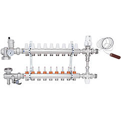 Колектор для теплої підлоги ICMA 9 контурів з витратомірами 1"/3/4" K0111 A1K013APS06