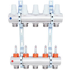 Колектор для теплої підлоги ICMA 5 контурів з витратомірами 1"/3/4" K013 87K013PQ06