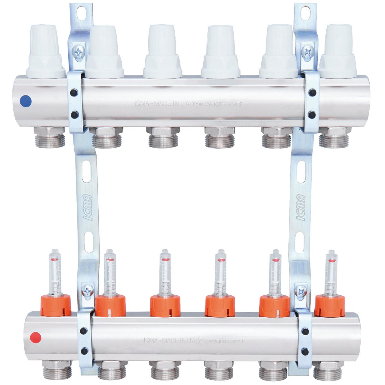 Коллектор для теплого пола ICMA 6 контуров с расходомерами 1"/3/4" K013 ...