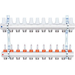 Колектор для теплої підлоги ICMA 11 контурів з витратомірами 1"/3/4" K013 87K013PT06