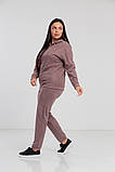 Костюм жіночий м'який бежевий замшевий з капюшоном великого розміру 50, фото 7