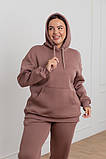 Костюм жіночий зимовий спортивний бежевий худі та штани великого розміру 48, фото 3