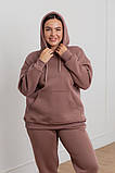 Костюм жіночий зимовий спортивний бежевий худі та штани великого розміру 48, фото 4
