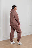 Костюм жіночий зимовий спортивний бежевий худі та штани великого розміру 48, фото 5