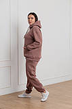 Костюм жіночий зимовий спортивний бежевий худі та штани великого розміру 48, фото 7