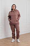 Костюм жіночий зимовий спортивний бежевий худі та штани великого розміру 48, фото 8