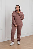 Костюм жіночий зимовий спортивний бежевий худі та штани великого розміру 48, фото 10