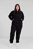 Костюм жіночий спортивний теплий чорний на блискавці великого розміру 48, фото 2