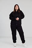 Костюм жіночий спортивний теплий чорний на блискавці великого розміру 48, фото 3