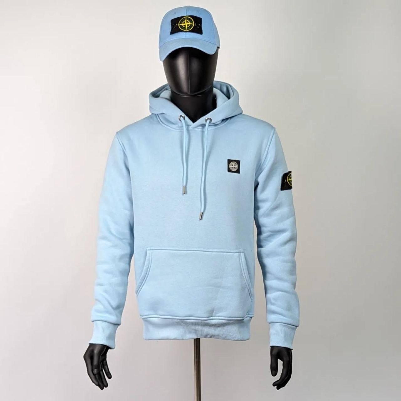 Чоловіча кофта худі Stone Island CK6614 блакитна