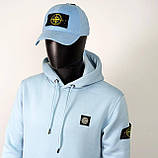 Чоловіча кофта худі Stone Island CK6614 блакитна, фото 4