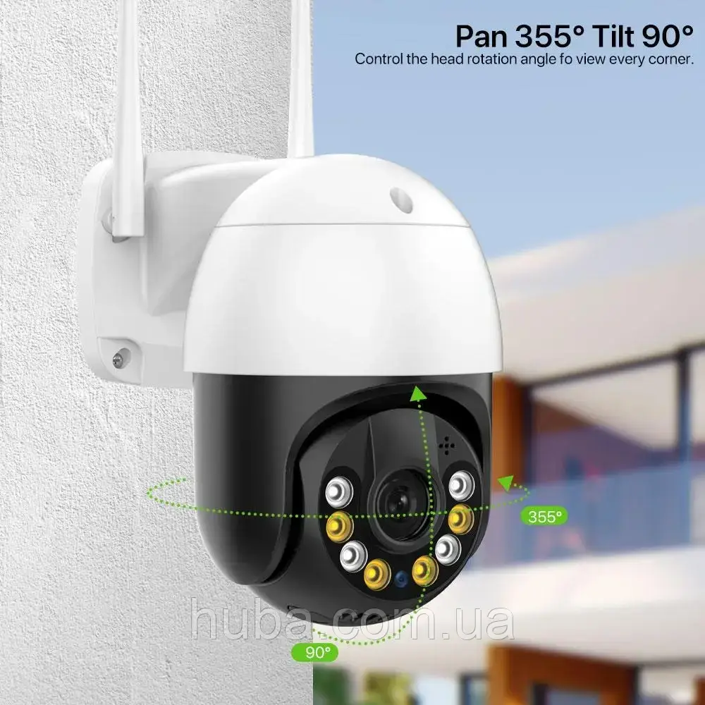 Бездротова вулична IP камера відеоспостереження 360 Wi-Fi поворотна PTZ Outdoor Camera Icsee 4 Mp.