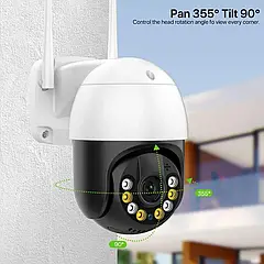 Бездротова вулична IP камера відеоспостереження 360 Wi-Fi поворотна PTZ Outdoor Camera Icsee 4 Mp.