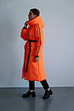 Пуховик жіночий довгий з капюшоном замок мапа України XS помаранчевий, фото 6