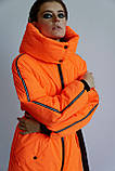 Пуховик жіночий довгий з капюшоном замок мапа України XS помаранчевий, фото 8