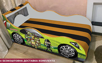 Ліжко машина Черепашки Ніндзя Hipe Drive комплект, дитяче ліжко авто з вбудованим матрацом Спорт