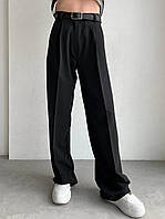 Однотонные брюки/штаны Палаццо со стрелками. Высокая посадка, карманы. 42-44, 46-48, 50-52,54-56 Цвета5 Черны