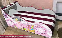 Кровать машина Принцесса Hipe Drive комплект, детская кровать авто со встроенным матрасом Спорт