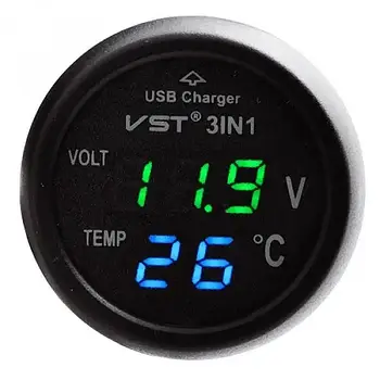 Автомобільний термометр-вольтметр у прикурювач VST 706-4