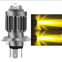 Світлодіодна лампа жовта/жовта H4 LED Moto для мотоциклів, скутерів, ближній/дальній 9-16V