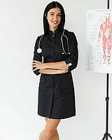 Черный халат медицинский женский Сакура (размер 40-54)
