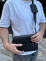 Мужская сумка через плечо Луи Витон стильная сумка-мессенджер 2 в 1 Louis Vuitton black