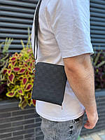 Сумка мужская через плечо мессенджер Луи Витон сумка черный в шахматку Louis Vuitton сумка повседневная