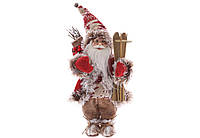 Санта Клаус с лыжами мягкая игрушка под елку 30 см