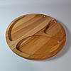 Дошка для подачі страв кругла на 3 секції двостороння з ясеня, фото 8