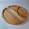 Менажниця дерев'яна дошка для подачі страв кругла на 3 секції двостороння з ясеня, фото 5