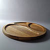 Менажниця дерев'яна дошка для подачі страв кругла на 3 секції двостороння з ясеня, фото 10