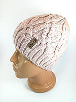 Шапка женская зимняя универсальная с флисом люрексом Вязаные женские шапки осень зима Розовая
