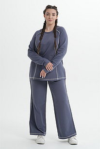 Спортивний костюм жіночий із зовнішніми швами графіт із широкими штанами великого розміру 50-74. 23052