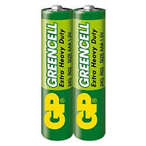 Батарейка сольова ААA R03 1.5V комплект 2 штуки GP Greencell, 133006