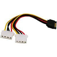 Кабель живлення внутрішній Lucom MoleX-SATA 15p F/M (2xMolex) Y-form(62.09.8083)