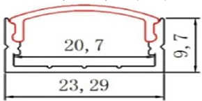Алюмінієвий профіль BIOM накладний LP-10A (9.7х23 мм) анодований + матовий розсіювач для LED стрічки, фото 3