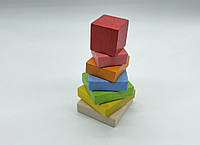 Деревянная квадратная "Пирамида", 7 предметов, 7х16см, цветная