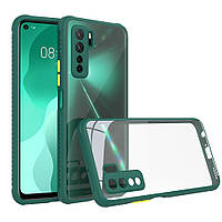 Противоударный чехол для Samsung Galaxy A70 A70s SM-A7050 SM-A707 army green прозрачный защитные борты