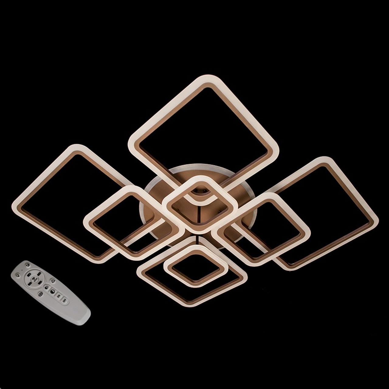 Світлодіодна люстра 235 Вт на пульті д/у з діммером і підсвічуванням основи колір каркасу коричневий D-A9271/8CF LED 3color dimmer, фото 1