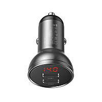 Зарядка для телефона 2 USB Baseus Digital Display Dual USB 4.8A Car Charger+ вольтметр