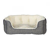 Лежак Trixie Davin для собак, с наполнителем из флиса, плюш, в полоску, 50х40 см (кремовый/серый)