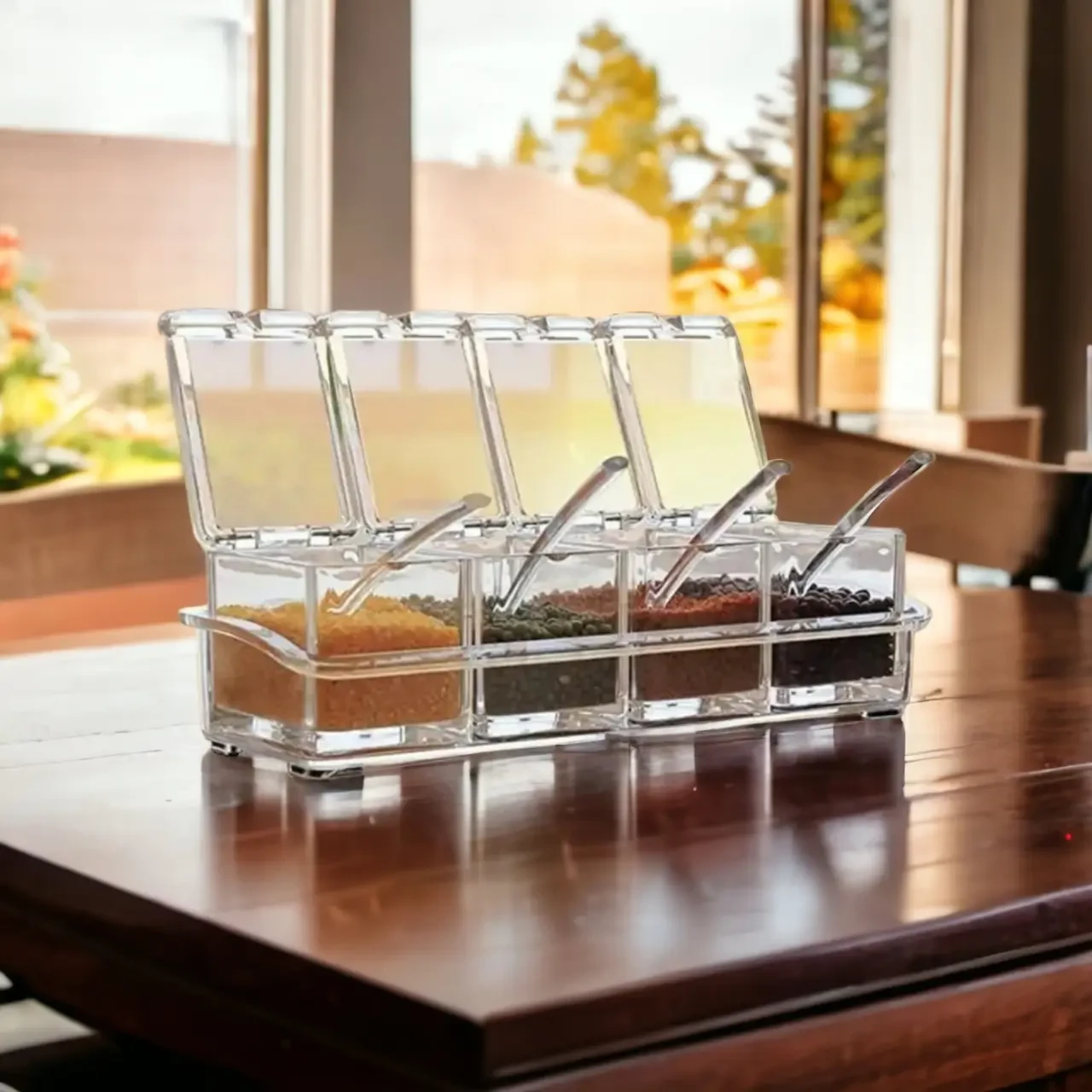 Набор для хранения специй 4 отделения Crystal, специй, органайзер для ...