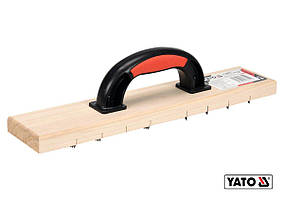 Тертка для зняття штукатурки дерев'яна з дрібними зубцями 405 х 84 мм, пластикова ручка, YT-52473 YATO
