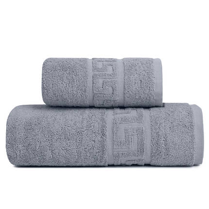 Рушник махровий лицьовий Версаче бавовна 50х90 см 500 г/м2 т/сірій, фото 1
