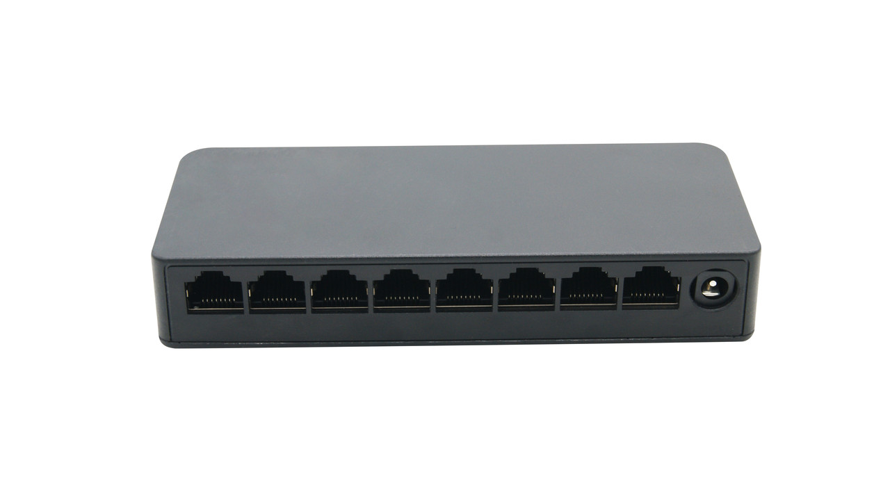 Комутатор Merlion MG1008 8 портів Ethernet 10/100/1000 Мбіт/сек. пластик DC 5V. Блок живлення в комплекті, фото 1