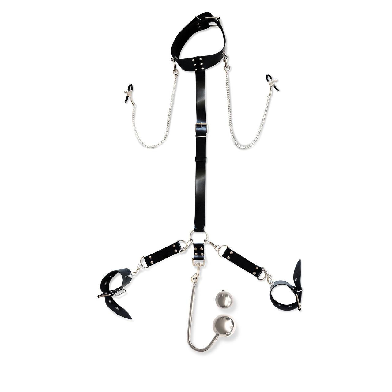 Бондажний набір з металевим анальним гаком Art of Sex Beatrice Bondage set with anal hook № 4, фото 1