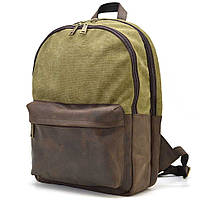 Чоловічий рюкзак шкіра та канвас хакі для ноутбука TARWA RHc-7273-3md