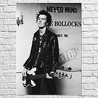 Плакат "Сид Вишес с гитарой, Секс Пистолс, панк, Sex Pistols, Sid Vicious", 60×43см