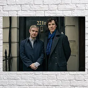Плакат "Шерлок та Ватсон біля дверей на Бейкер-стріт, Sherlock", 40×60см